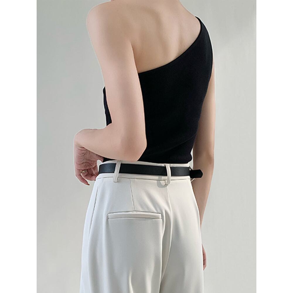 Commense Casual Stretch Solid Black One Shoulder … - image 3